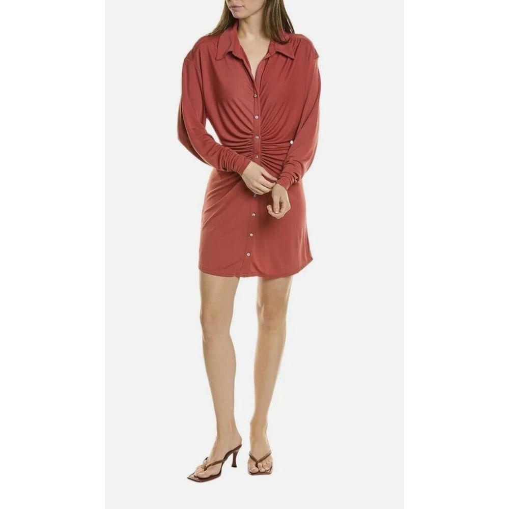 CINQ A SEPT Arden Ruched Long Sleeve Shirt dress